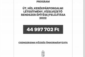  Magyar Falu program Út, híd, kerékpárforgalmi létesítmény, vízelvezető rendszer építése/felújítása 2022