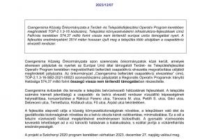 Sajtóközlemény Csengersima belterületi csapadékvíz elvezetése 